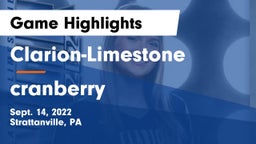 Clarion-Limestone  vs cranberry Game Highlights - Sept. 14, 2022