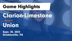 Clarion-Limestone  vs Union  Game Highlights - Sept. 20, 2022