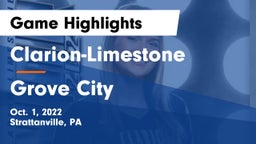 Clarion-Limestone  vs Grove City  Game Highlights - Oct. 1, 2022
