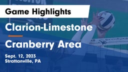 Clarion-Limestone  vs Cranberry Area  Game Highlights - Sept. 12, 2023