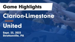 Clarion-Limestone  vs United  Game Highlights - Sept. 23, 2023