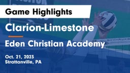 Clarion-Limestone  vs Eden Christian Academy  Game Highlights - Oct. 21, 2023