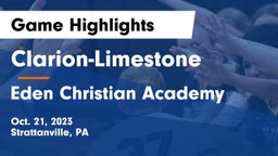 Clarion-Limestone  vs Eden Christian Academy  Game Highlights - Oct. 21, 2023