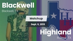 Matchup: Blackwell vs. Highland  2019