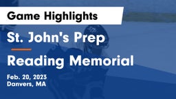 St. John's Prep vs Reading Memorial  Game Highlights - Feb. 20, 2023