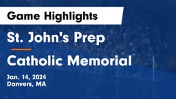 St. John's Prep vs Catholic Memorial  Game Highlights - Jan. 14, 2024