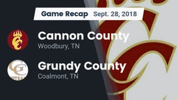 Recap: Cannon County  vs. Grundy County  2018