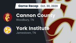 Recap: Cannon County  vs. York Institute 2020