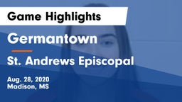 Germantown  vs St. Andrews Episcopal  Game Highlights - Aug. 28, 2020