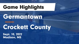 Germantown  vs Crockett County  Game Highlights - Sept. 10, 2022
