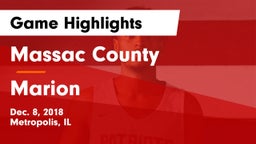 Massac County  vs Marion  Game Highlights - Dec. 8, 2018