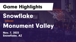 Snowflake  vs Monument Valley  Game Highlights - Nov. 7, 2023