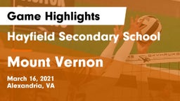 Hayfield Secondary School vs Mount Vernon   Game Highlights - March 16, 2021