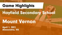 Hayfield Secondary School vs Mount Vernon   Game Highlights - April 1, 2021