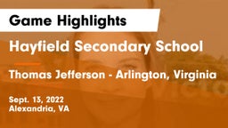 Hayfield Secondary School vs Thomas Jefferson  - Arlington, Virginia Game Highlights - Sept. 13, 2022