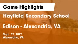 Hayfield Secondary School vs Edison  - Alexandria, VA Game Highlights - Sept. 22, 2022
