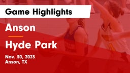 Anson  vs Hyde Park  Game Highlights - Nov. 30, 2023