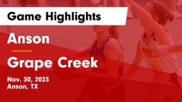 Anson  vs Grape Creek  Game Highlights - Nov. 30, 2023