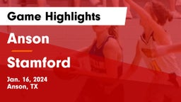Anson  vs Stamford  Game Highlights - Jan. 16, 2024
