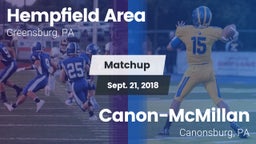 Matchup: Hempfield Area vs. Canon-McMillan  2018