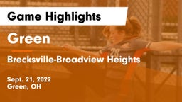 Green  vs Brecksville-Broadview Heights  Game Highlights - Sept. 21, 2022