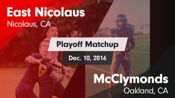 Matchup: East Nicolaus vs. McClymonds  2016