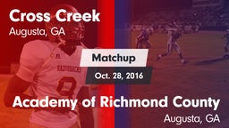 Matchup: Cross Creek vs. Academy of Richmond County  2016