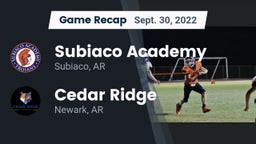 Recap: Subiaco Academy vs. Cedar Ridge  2022