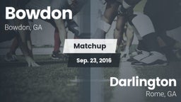 Matchup: Bowdon vs. Darlington  2016