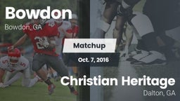 Matchup: Bowdon vs. Christian Heritage  2016