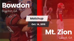 Matchup: Bowdon vs. Mt. Zion  2016