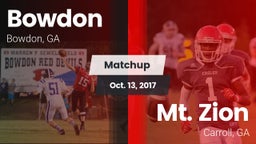 Matchup: Bowdon vs. Mt. Zion  2017