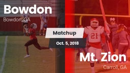 Matchup: Bowdon vs. Mt. Zion  2018