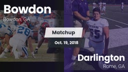 Matchup: Bowdon vs. Darlington  2018