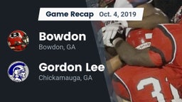 Recap: Bowdon  vs. Gordon Lee  2019