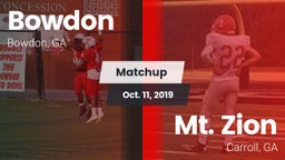 Matchup: Bowdon vs. Mt. Zion  2019