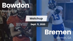 Matchup: Bowdon vs. Bremen  2020