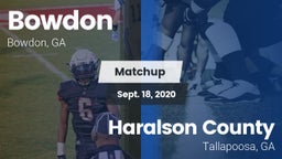 Matchup: Bowdon vs. Haralson County  2020