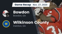 Recap: Bowdon  vs. Wilkinson County  2020