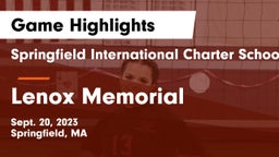 Springfield International Charter School vs Lenox Memorial  Game Highlights - Sept. 20, 2023