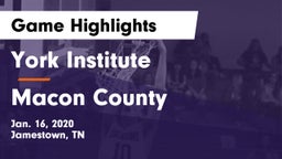 York Institute vs Macon County  Game Highlights - Jan. 16, 2020
