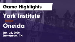 York Institute vs Oneida  Game Highlights - Jan. 25, 2020