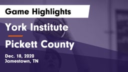 York Institute vs Pickett County  Game Highlights - Dec. 18, 2020