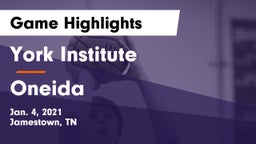 York Institute vs Oneida  Game Highlights - Jan. 4, 2021
