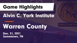 Alvin C. York Institute vs Warren County  Game Highlights - Dec. 21, 2021