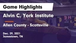 Alvin C. York Institute vs Allen County - Scottsville  Game Highlights - Dec. 29, 2021