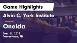 Alvin C. York Institute vs Oneida  Game Highlights - Jan. 11, 2022