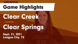 Clear Creek  vs Clear Springs  Game Highlights - Sept. 21, 2021