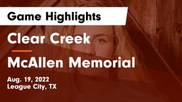 Clear Creek  vs McAllen Memorial  Game Highlights - Aug. 19, 2022