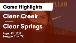 Clear Creek  vs Clear Springs  Game Highlights - Sept. 23, 2022